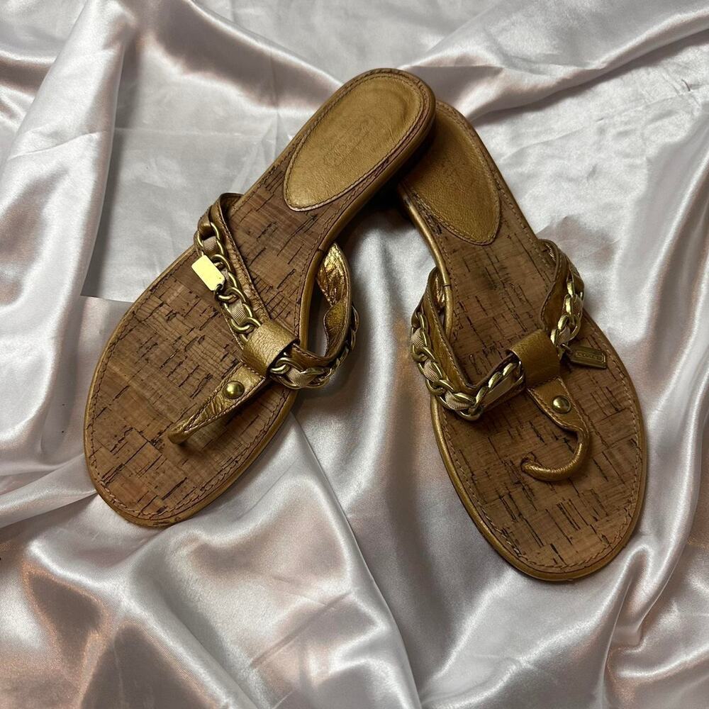 Coach rizzo gold chain sandals